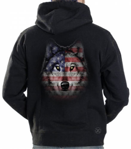 Wolf Howl Americana Hoodie Sweat Shirt