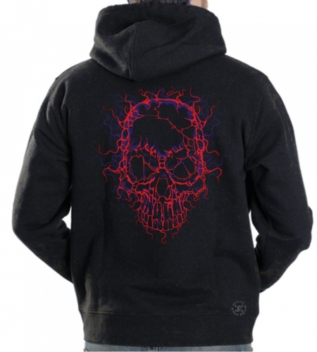 Neon Cracked Skull Hoodie Sweat Shirt