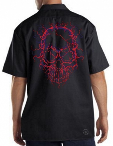 Neon Cracked Skull Work Shirt