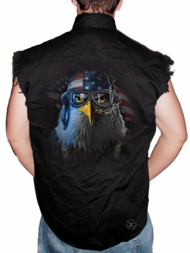 Freedom Fighter Eagle Sleeveless Denim Shirt