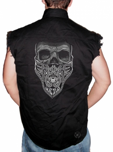 Luctus Bandana Skull Sleeveless Denim Shirt