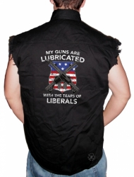 Guns Lubricated with Tears of Liberals Sleeveless Denim Shirt