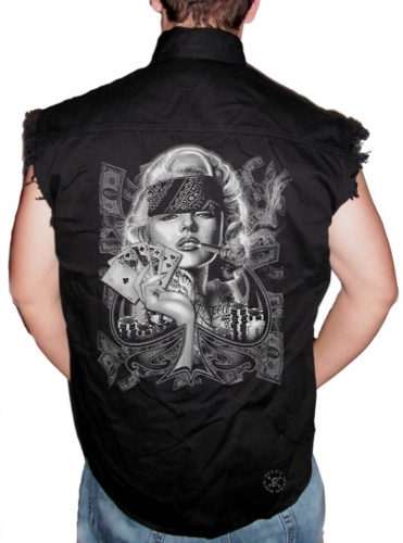 Marilyn Sexy Gangster Sleeveless Denim Shirt
