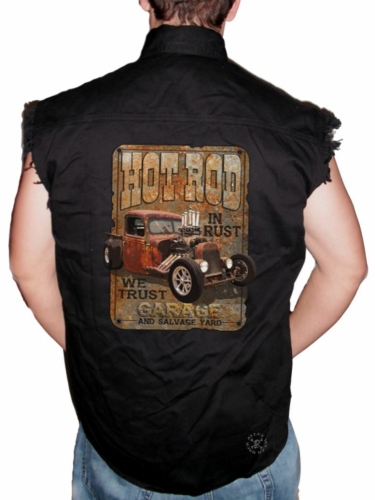 Hot Rod In Rust We Trust Sleeveless Denim Shirt