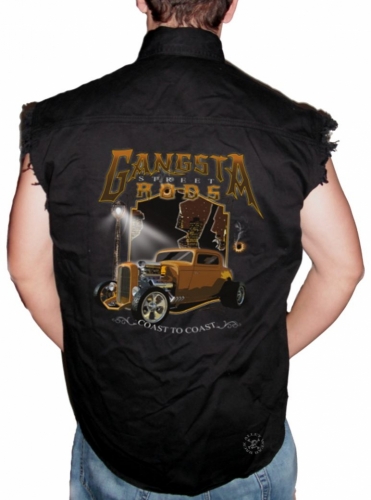 Gangsta Street Rods Sleeveless Denim Shirt