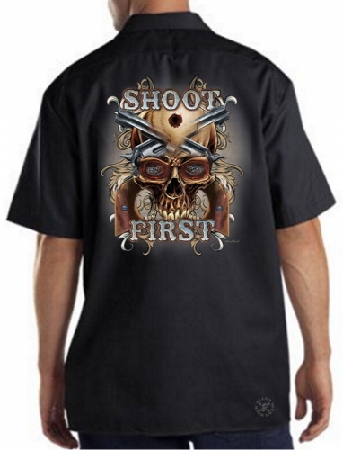 Shoot First Skull Work Shirt