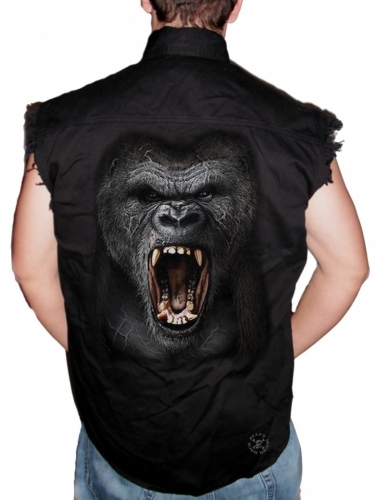 Gorilla Roar Sleeveless Denim Shirt