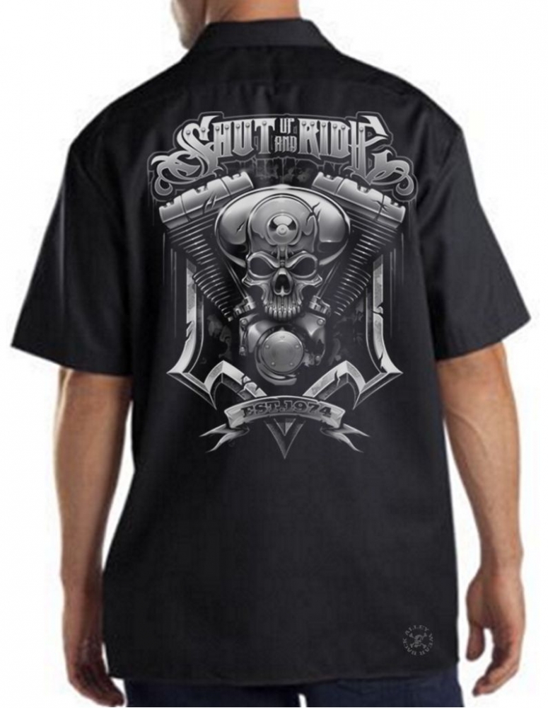 Shut Up & Ride Engine Work Shirt | Back Alley Wear
