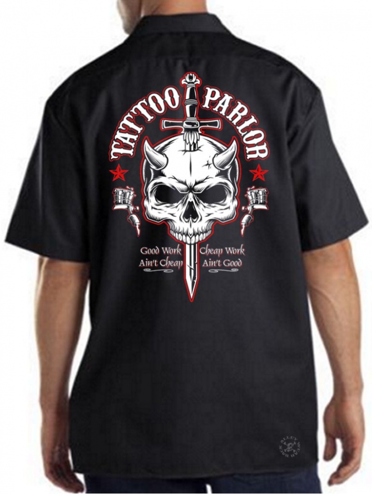 Tattoo Parlor Skull Work Shirt | Back Alley Wear