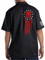 American Flag Blood Skull Work Shirt