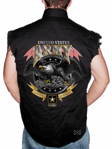 US Army Loyalty Respect Sleeveless Denim Shirt
