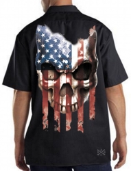 American Flag Skull Work Shirt