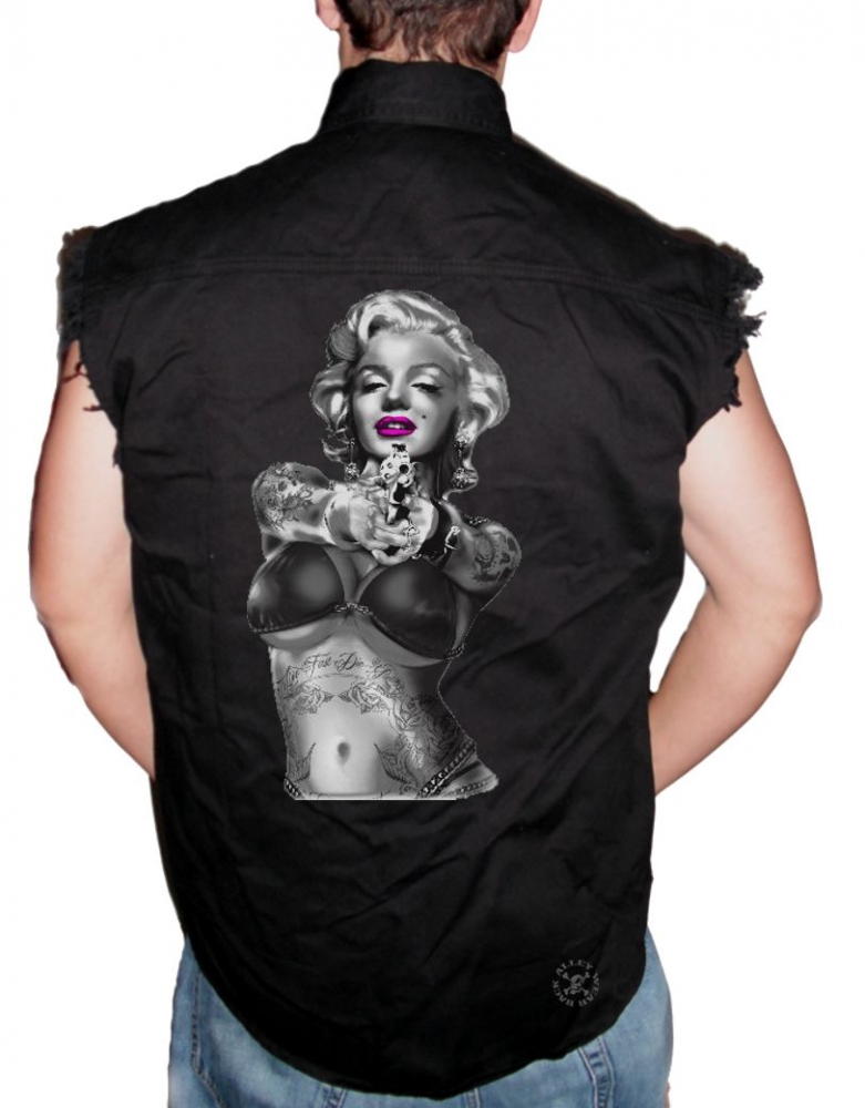 Marilyn Monroe Live Fast Sleeveless Denim Shirt | Back Alley Wear