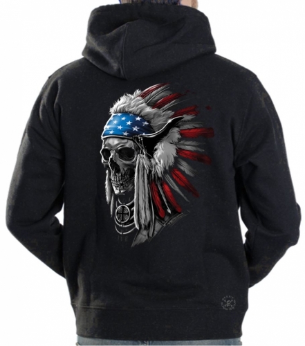 Patriotic Chief Skull Hoodie Sweat Shirt