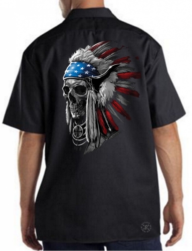 Patriotic Chief Skull Work Shirt