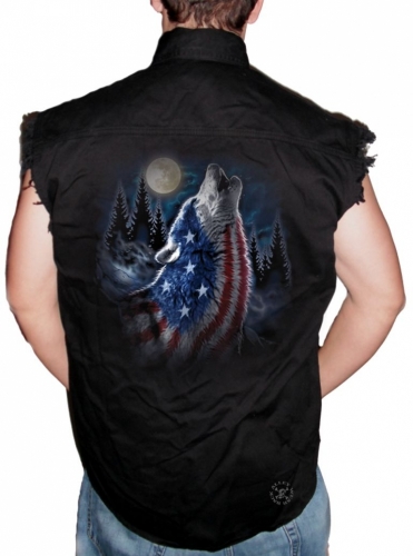 Howling Wolf Americana Sleeveless Denim Shirt